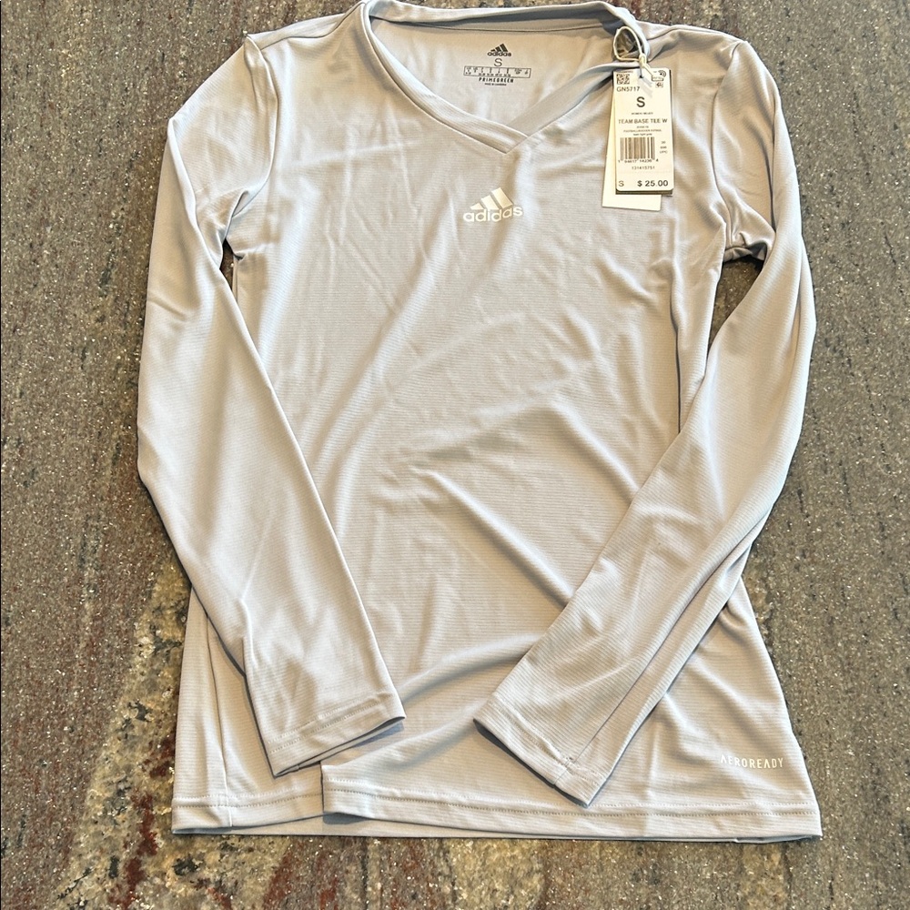Adidas Women's Long Sleeve Team Base Tee Sz S Grey